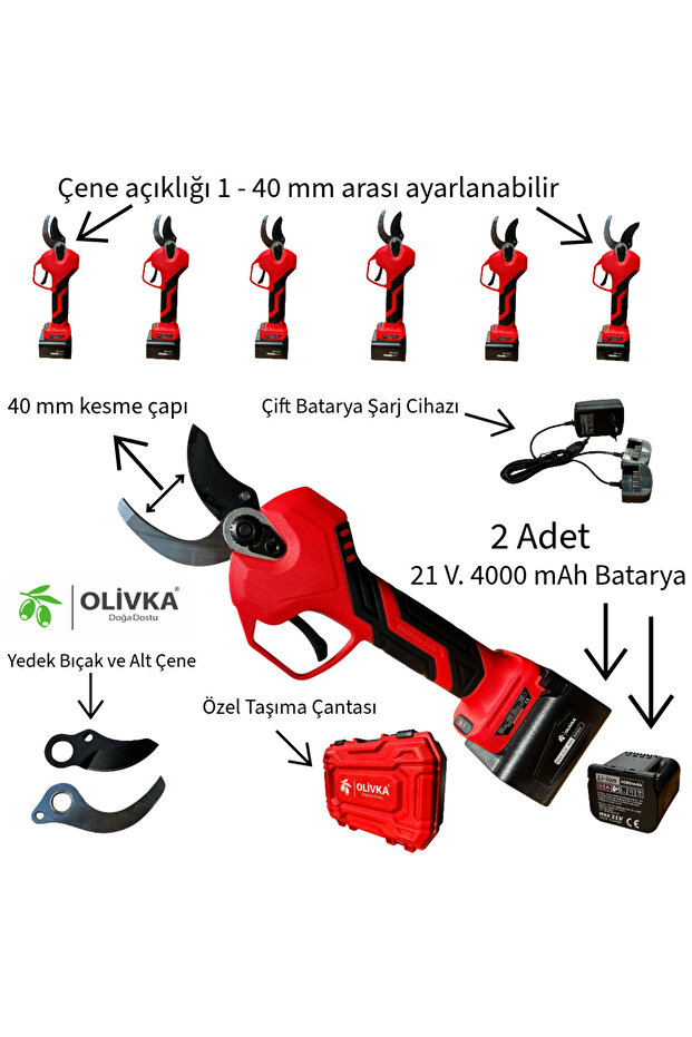 Olivka AES40 40 mm Akülü Budama Makası Sensörlü